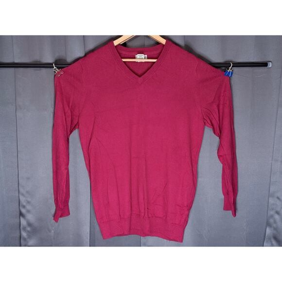 LL Bean Cashmere Sweater Mens Large -Tall Red V-Neck Pullover Long Sleeve - Picture 1 of 5